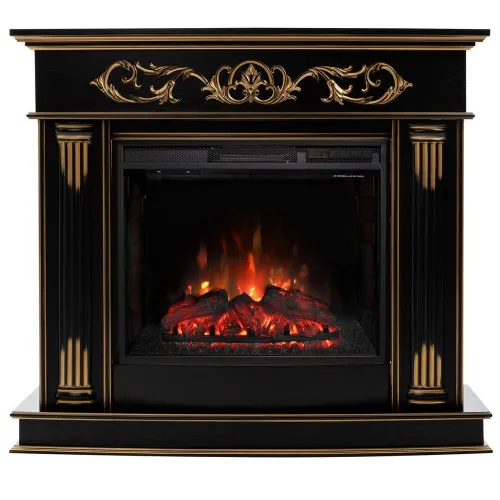 Электрокамин RealFlame Milano (с очагом Sparta 25,5) темный орех с золотой патиной