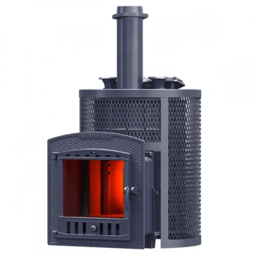 Печь дровяная чугунная Авангард Ураган Pro ЗК35П(2)С круглая сетка